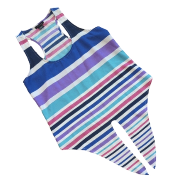 Timing Razor Back Tank with Front Tie Multi Color Stripes Size Medium - Picture 5 of 5